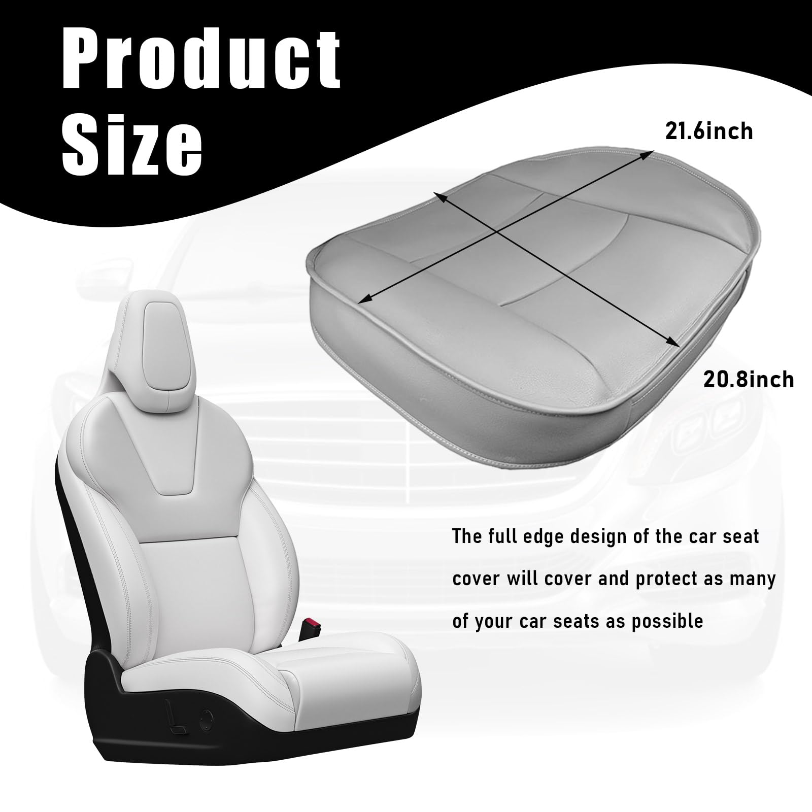 Premium PU Leather Car Seat Bottom Cover - Universal Anti-Slip Seat Protector Pad for Sedan, SUV & Truck - Protects Seats from Wear & Stains - Perfect for Commuting, Road Trips & Family Travel (Gray)