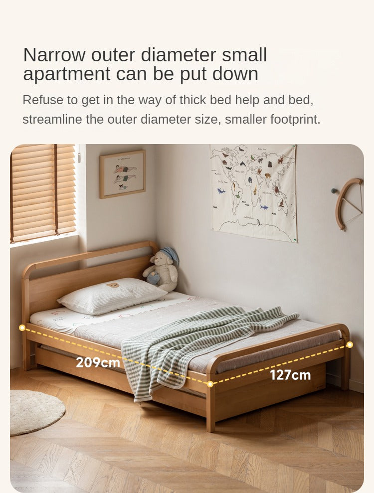 Solid Beech Wood Space-Saving Bunk Bed with Guardrails - Sturdy Twin Over Twin Loft Bed for Kids & Teens - Perfect for Small Bedrooms, Guest Rooms & Dormitories