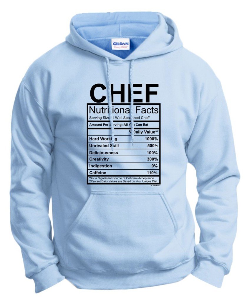 ThisWear Funny Chef Gift Hoodie - Nutrition Facts Gag Sweatshirt for Cooking Enthusiasts - Perfect for Kitchen Pranks, Birthday Gifts & Culinary Humor