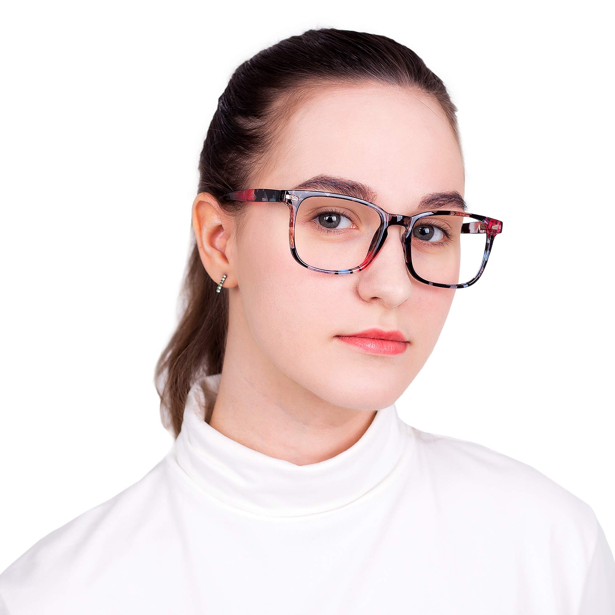 LifeArt Bifocal Reading Glasses with Round Lenses - Blue Light Blocking, Anti Glare Computer Glasses for Women - Gaming, TV & Digital Screen Use (Floral Design, +0.00/+1.75 Magnification)
