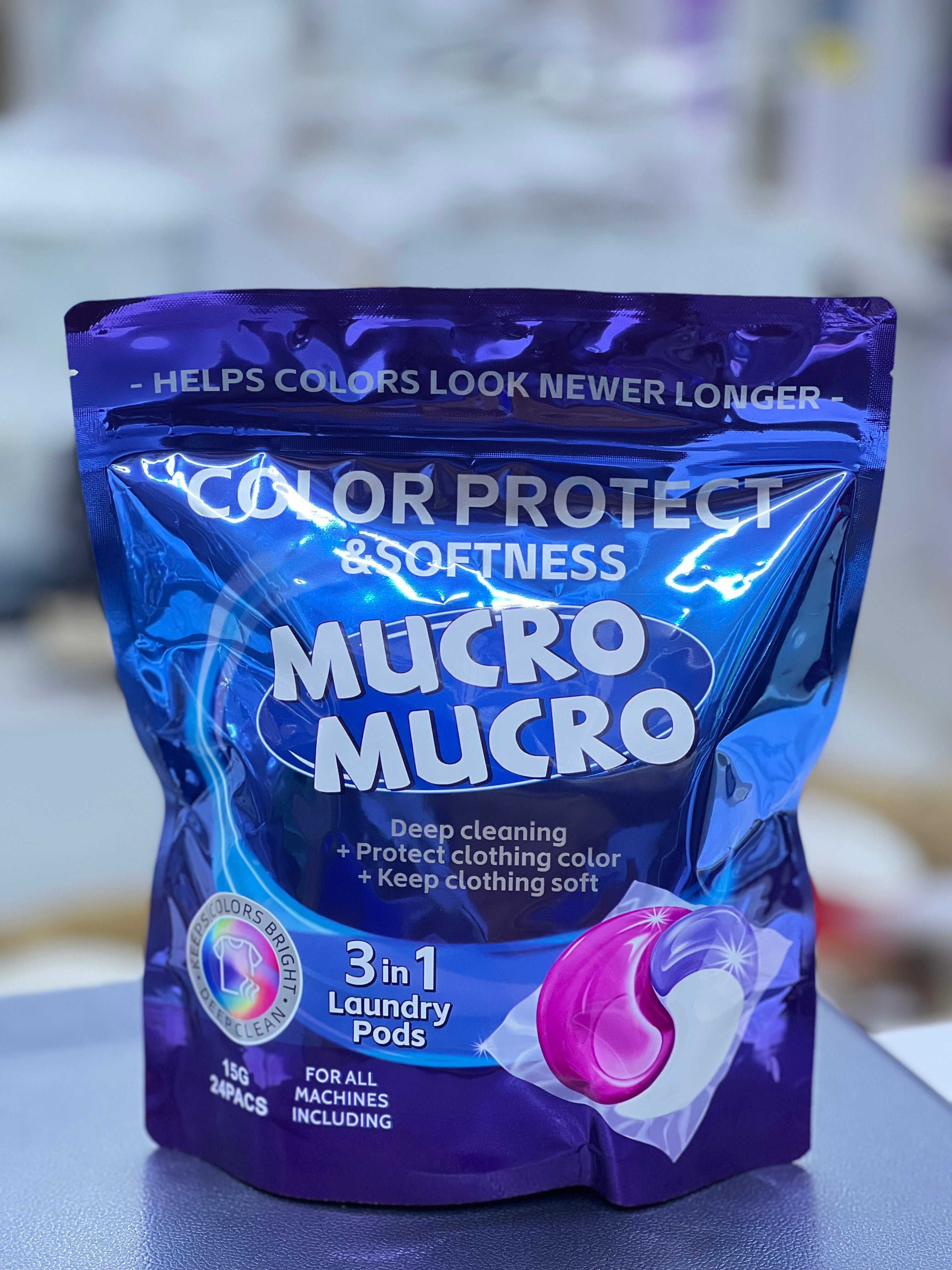 3-in-1 Laundry Pods by Mucro Mucro - Powerful Detergent for Clothes, Stain Removal & Fabric Care | Perfect for Home, Travel & College Dorm Use