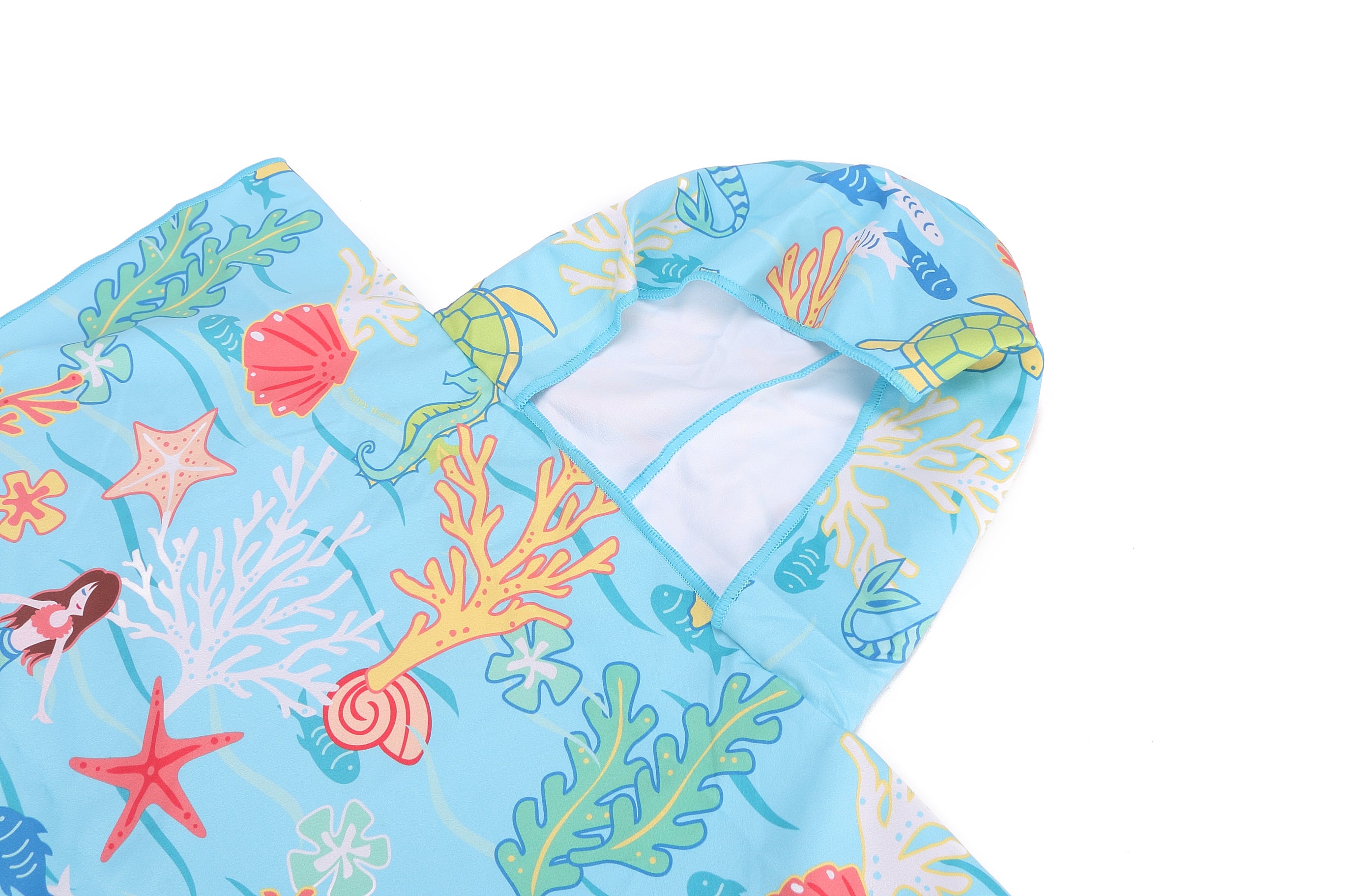 **Hooded Beach Towel Poncho for Teens - Soft & Absorbent Mermaid Blue - Perfect for Swimming, Surfing & Beach Lounging**
