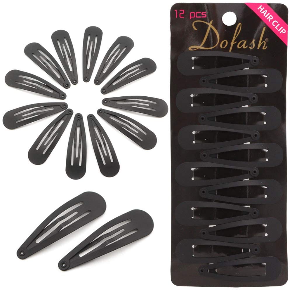 Dofash Matte Hair Clips for Women - 2 Inch Small Snap Barrettes, 12 Pack Black Rock Hair Grips & Accessories - Perfect for School, Work, and Everyday Styling