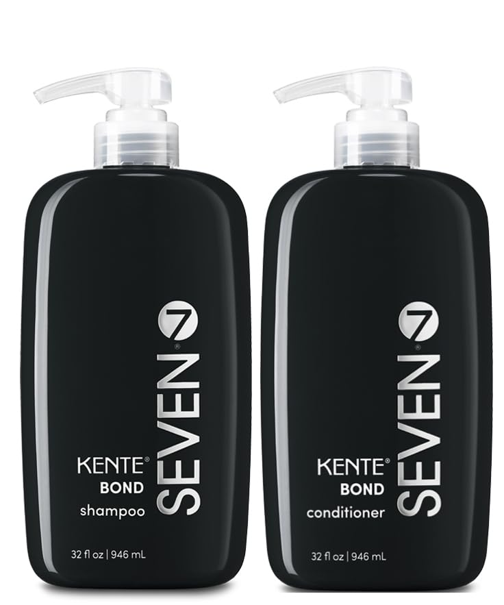 SEVEN Kente Bond Repair Shampoo & Conditioner Set (32oz Each) - Sulfate Free, Cruelty Free with Pro Vitamin B5 for Split Ends & Damaged Hair - Made in USA 2-Pack Bundle | Perfect for Daily Hair Care & Salon-Quality Treatment at Home