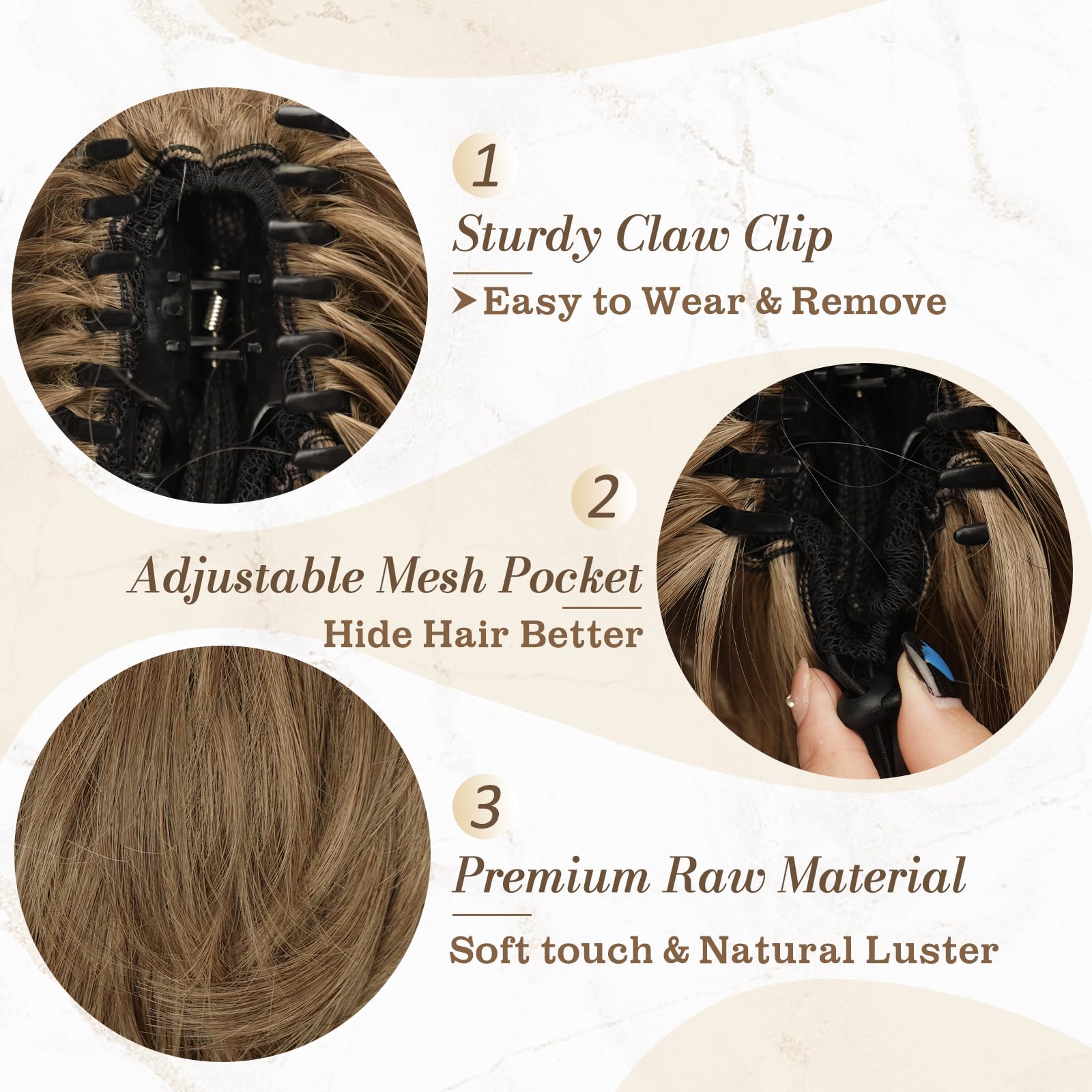 8 Inch Claw Clip Hair Bun Extension for Straight Hair - Perfect for Updos, Ponytails & Everyday Hairstyles