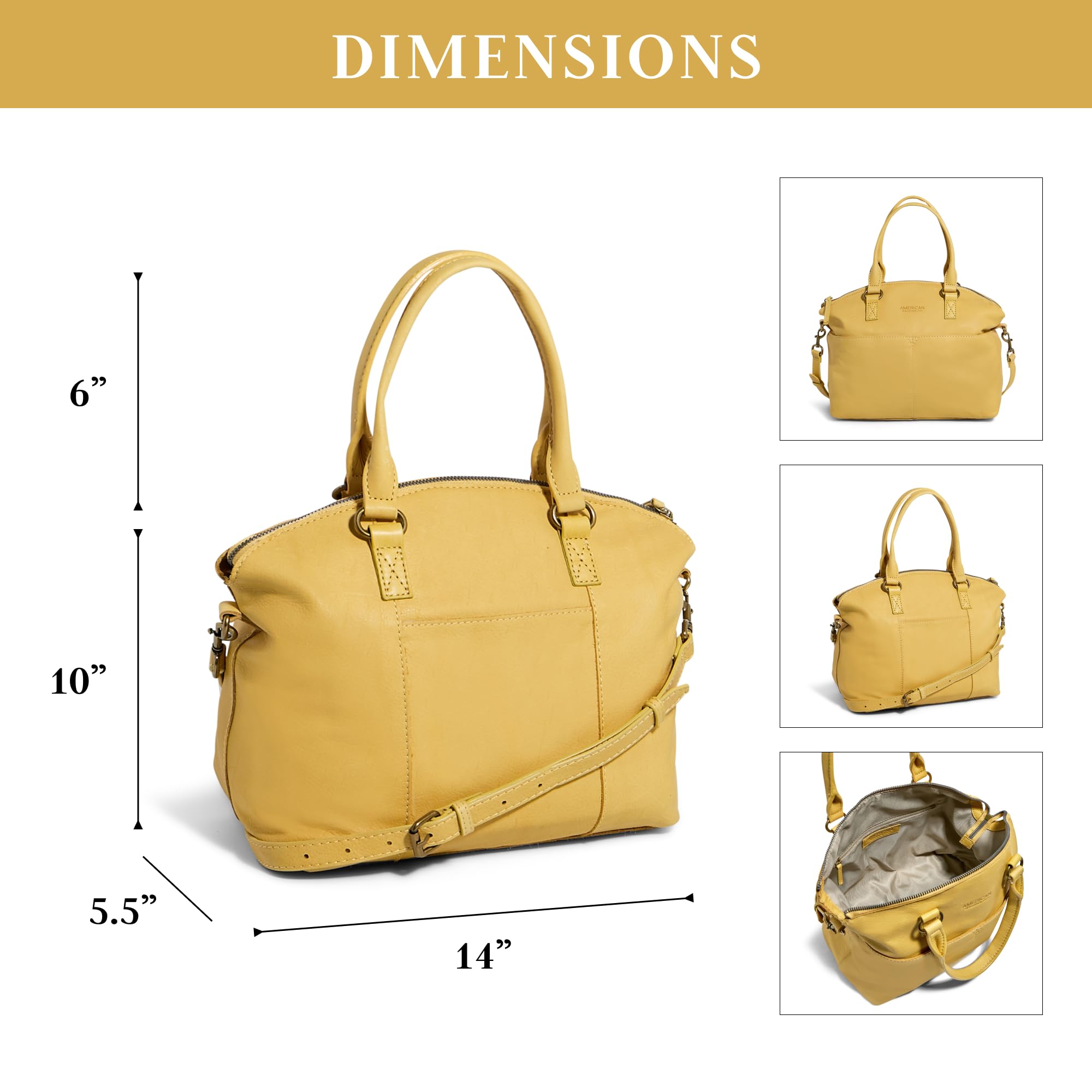 American Leather Co. Carrie Dome Satchel Crossbody Bag - Genuine Leather Handbag for Women | Perfect for Work, Travel & Everyday Use