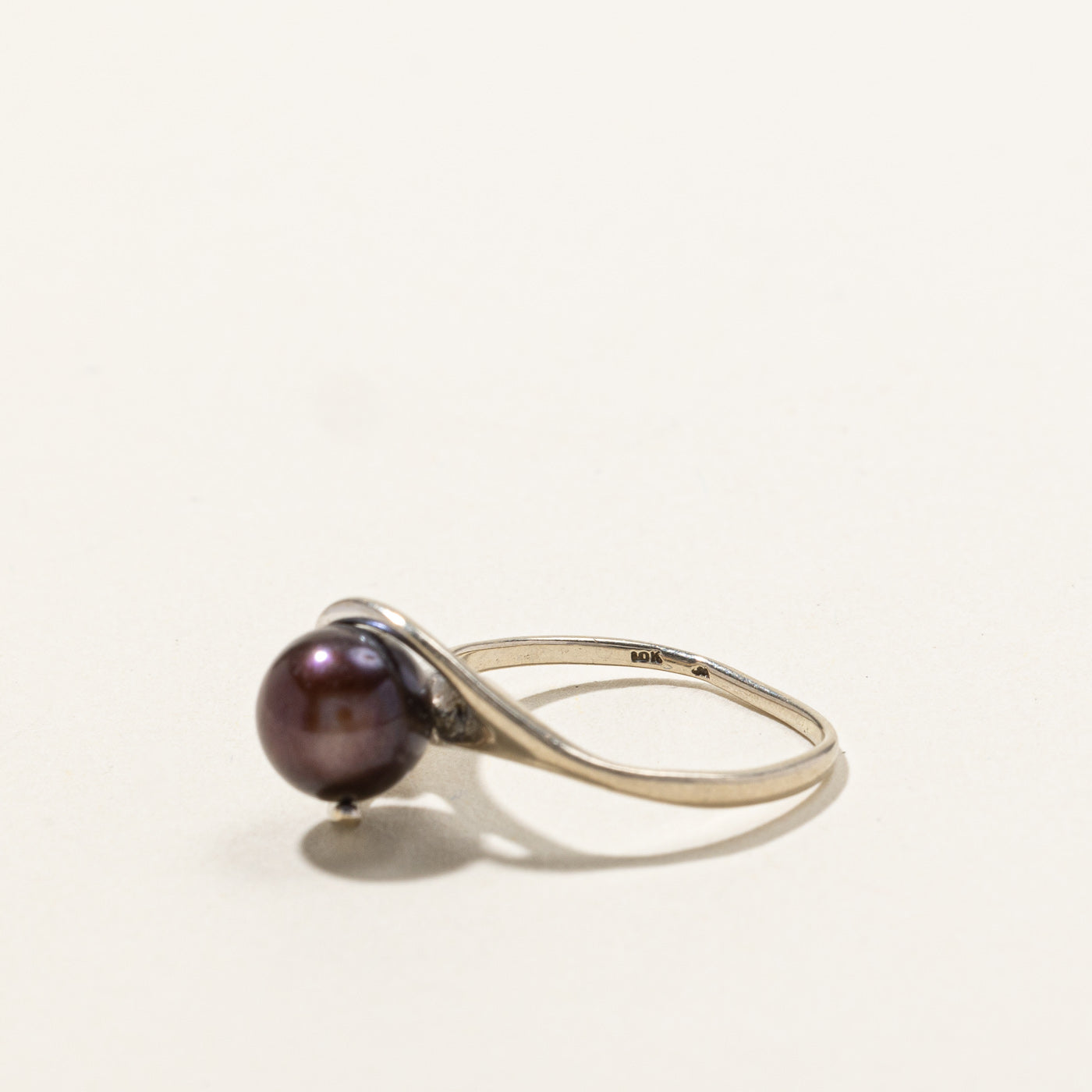 Black Pearl & Diamond Bypass Ring - 0.01ct Genuine Diamond, Size 4.25 - Elegant Jewelry for Weddings, Anniversaries & Special Occasions