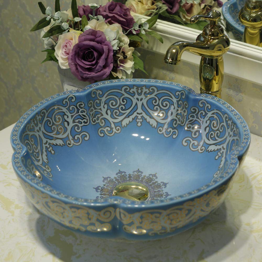 Artistic Flower-Shaped Ceramic Countertop Basin - Modern Bathroom Sink for Vanity, Powder Room & Guest Bathroom Decor - Elegant Wash Basin for Home & Hotel Use
