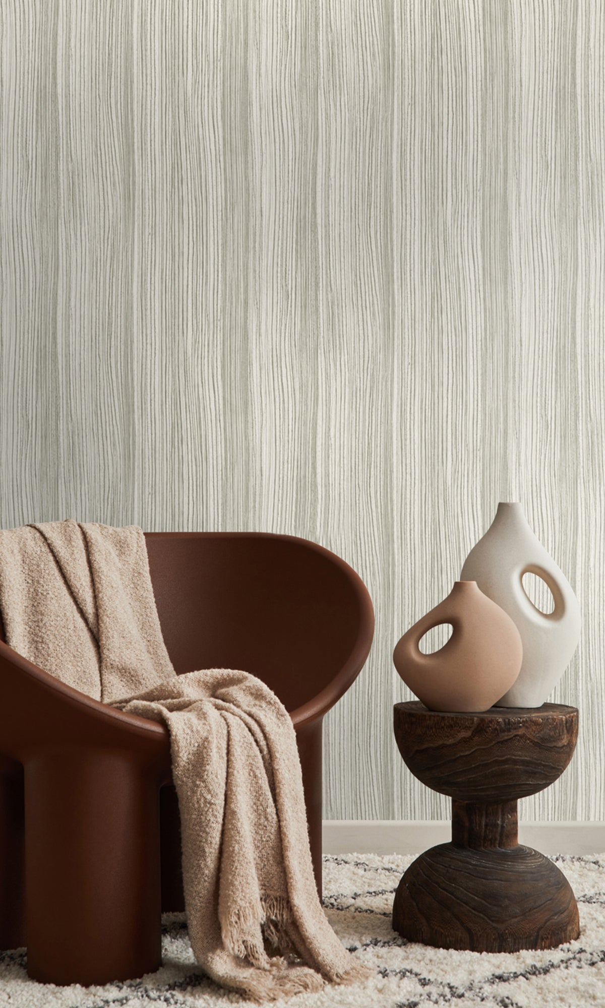Beige Urban Funky Stripes Wallpaper R9449 - Self-Adhesive Peel and Stick Wallpaper for Bedroom, Living Room, Kitchen Decor