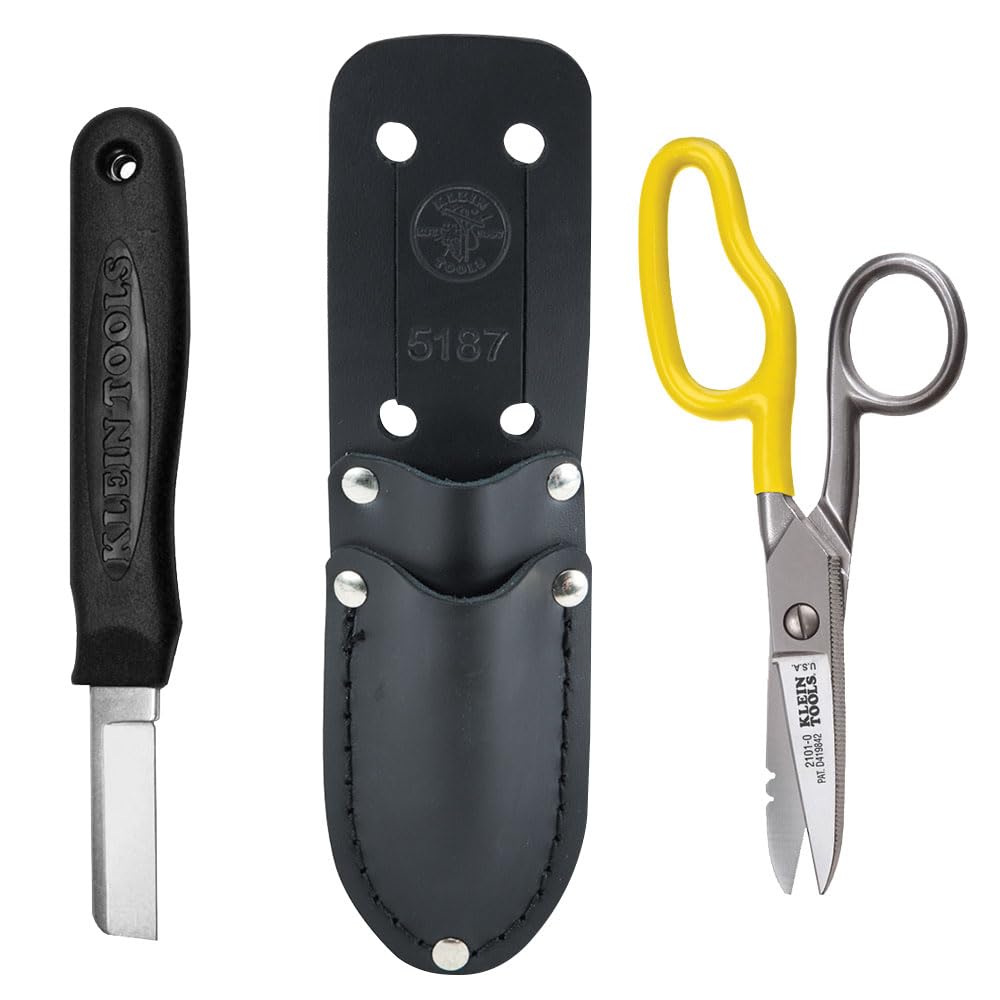 Klein Tools 46039 Professional Cable Splicer's Kit - Includes Electrician's Knife & Free-Fall Snips for Electrical Wiring & Telecom Work | Perfect for Electricians, Linemen & Telecom Technicians