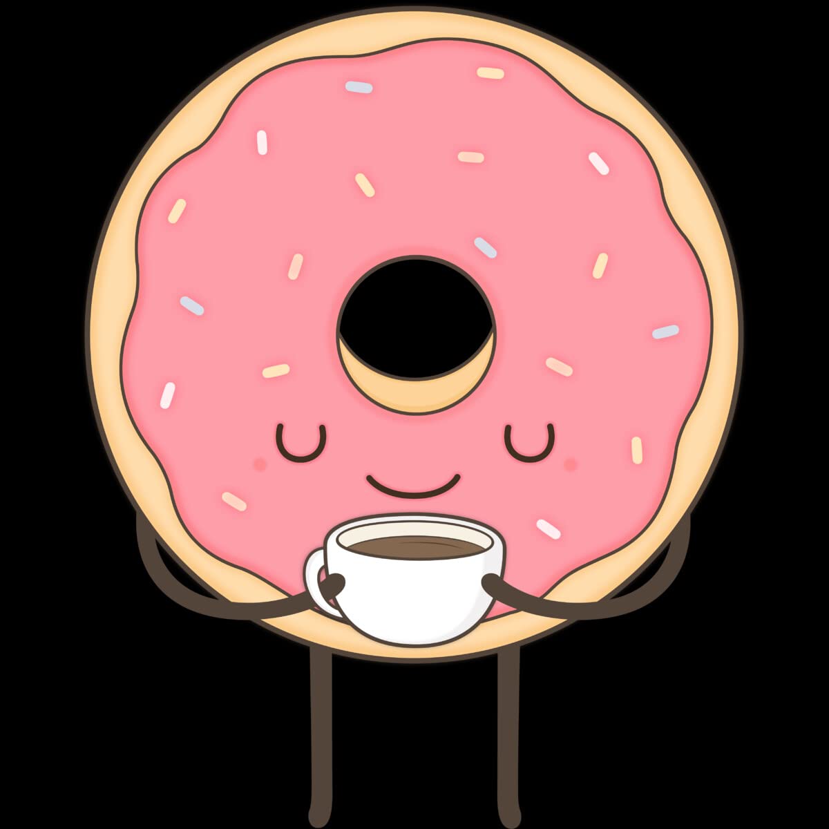 Design By Humans Men's Donut Loves Coffee Graphic T-Shirt by Kimvervuurt - Funny Food Lover Tee for Casual Wear & Coffee Dates