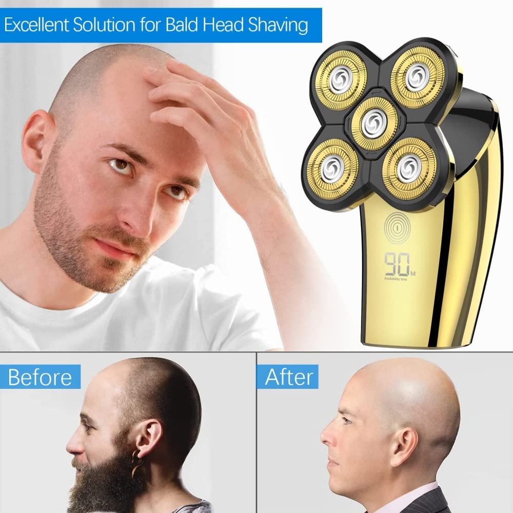 5-in-1 Electric Razor for Men - Waterproof Head Shaver & Beard Trimmer Kit for Bald Men - Perfect for Travel, Home & Gym Use