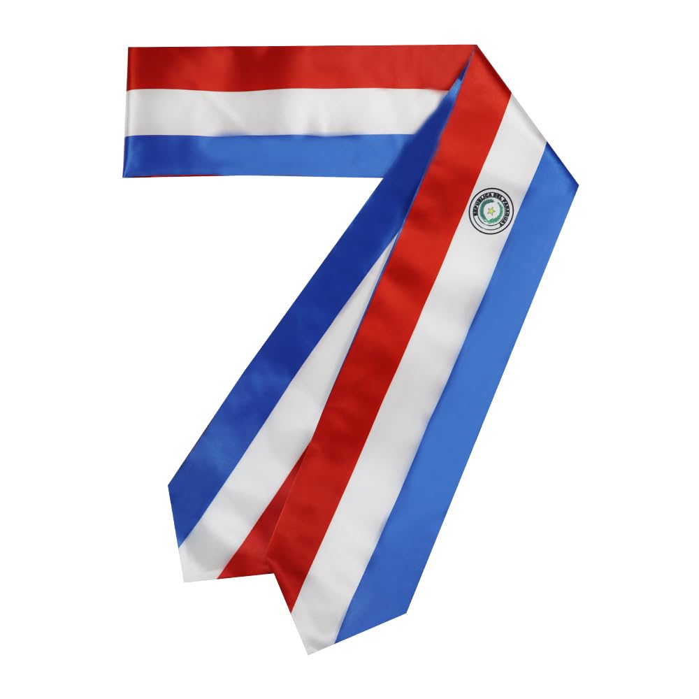 Paraguay Flag Graduation Stole - 180x13cm Double Sided Sash for International Students - Perfect for Study Abroad Graduation Ceremonies, Cultural Events & Gift Giving