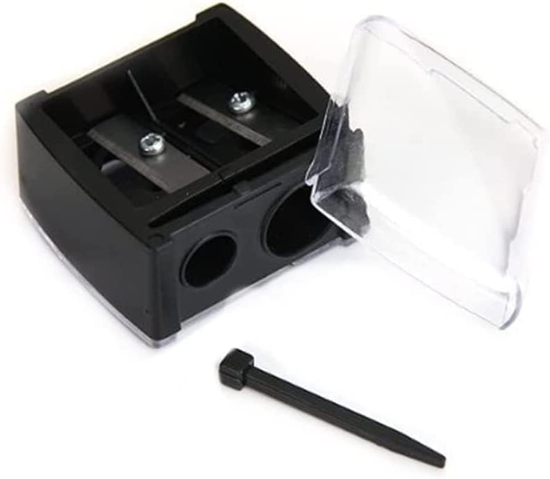 Premium Black Eyeliner & Eyebrow Pencil Sharpener - Dual Hole Cosmetic Sharpener with Protective Cover | Portable Makeup Tool for Professional & Home Use | Perfect for Travel, Makeup Kits & Beauty Essentials