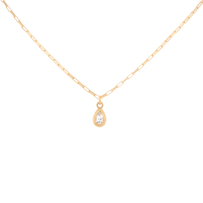 Boulder Pear Gemstone Pendant Necklace - Natural Stone Jewelry on Elongated Box Chain for Women, Perfect for Everyday Wear & Special Occasions