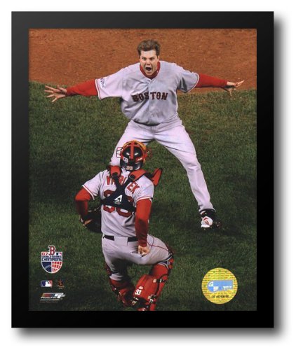 Jonathan Papelbon & Jason Varitek 2007 World Series Game 4 Framed Photo Print 12x14 - Boston Red Sox Championship Memorabilia for Sports Fans & Man Cave Decor