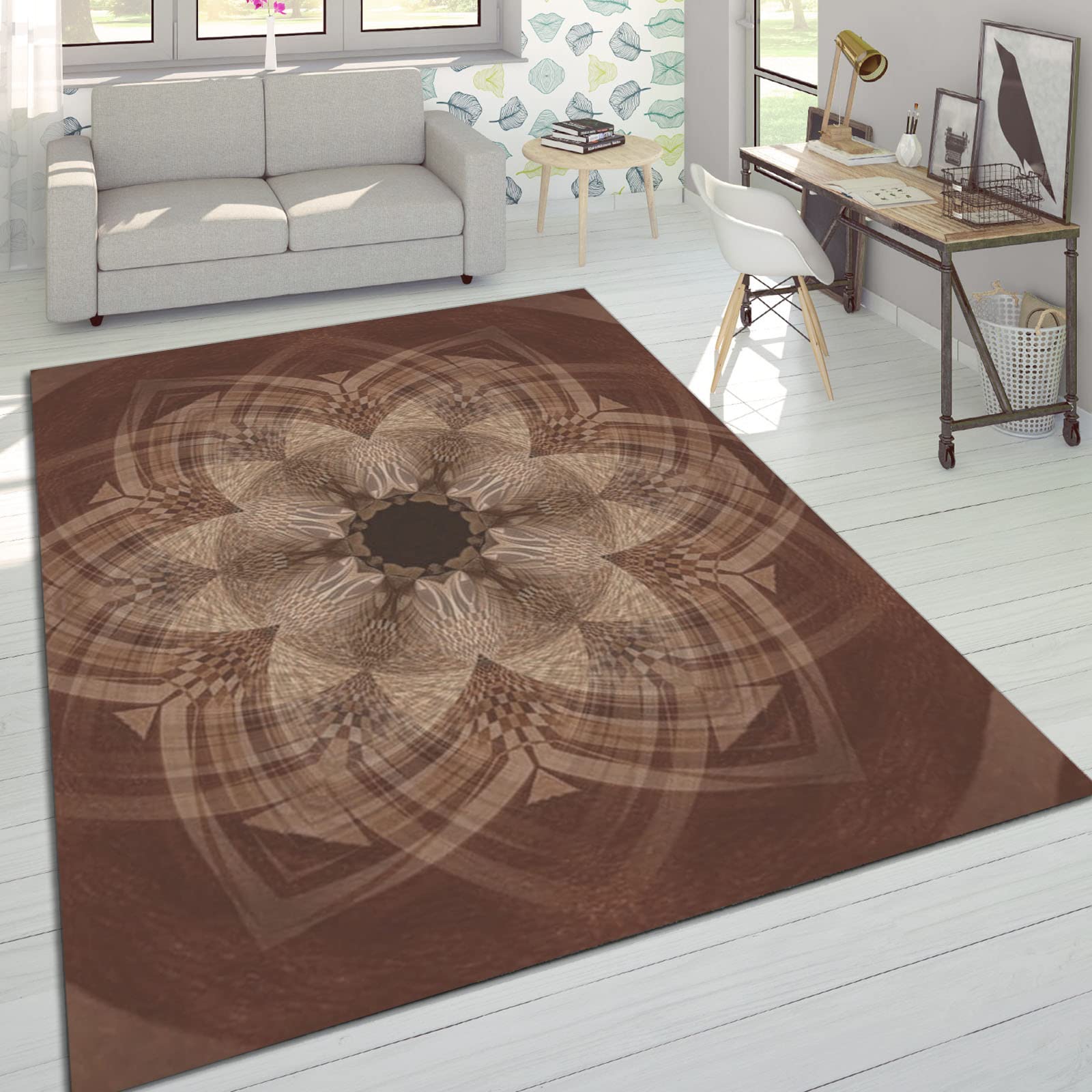 Vintage Floral Area Rugs 5x8ft - Creative Design Non-Slip Living Room Rug, Classic Durable & Quick-Drying - Perfect for Bedroom, Study, Dining Room & Home Decor | Cozy Floor Covering for Family Gatherings & Relaxation