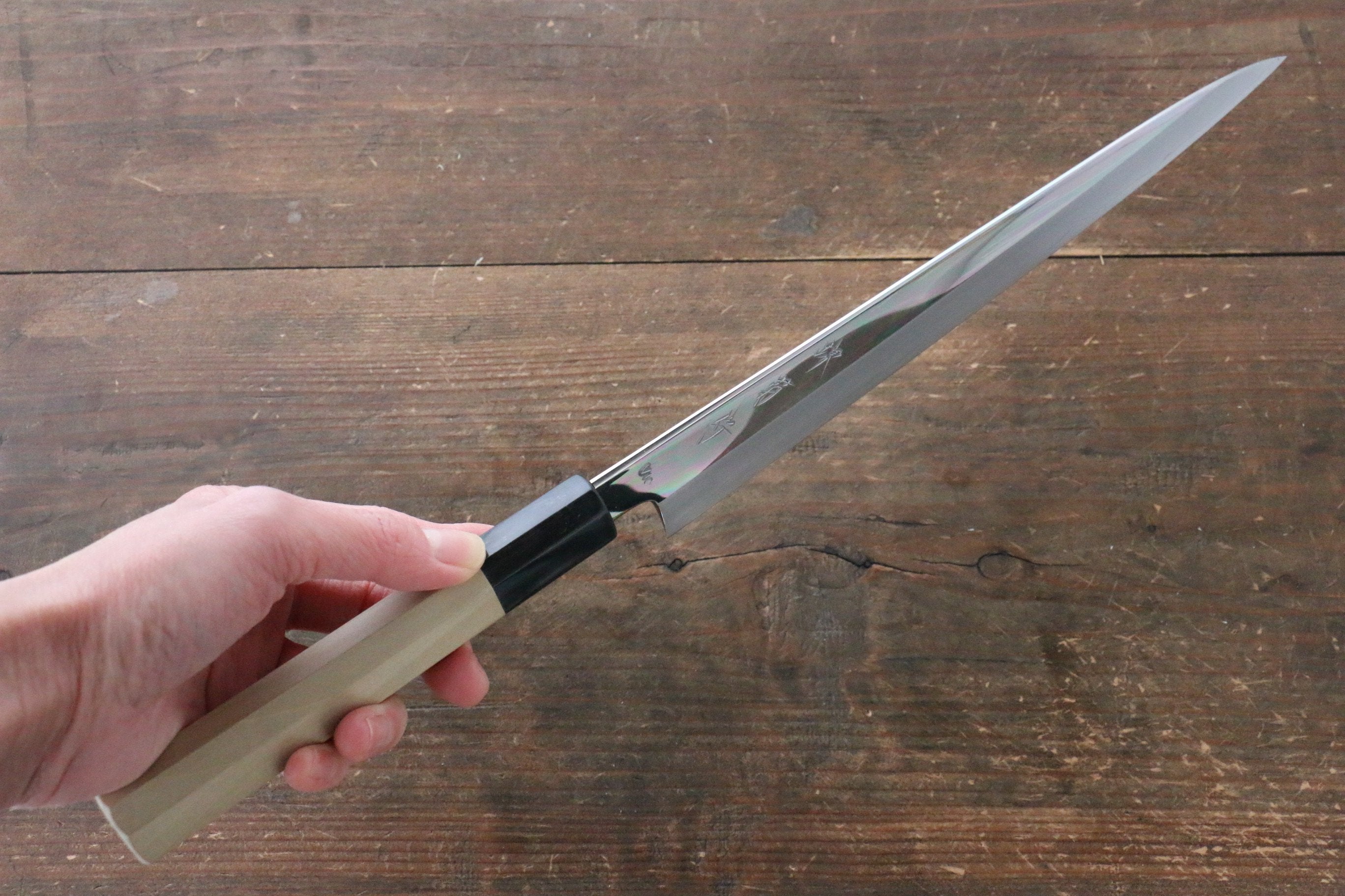 Premium Kikumori VG10 Stainless Steel Sujihiki Knife 240mm - Mirror Polished Blade with Magnolia Wood Handle - Perfect for Sushi, Sashimi & Meat Slicing