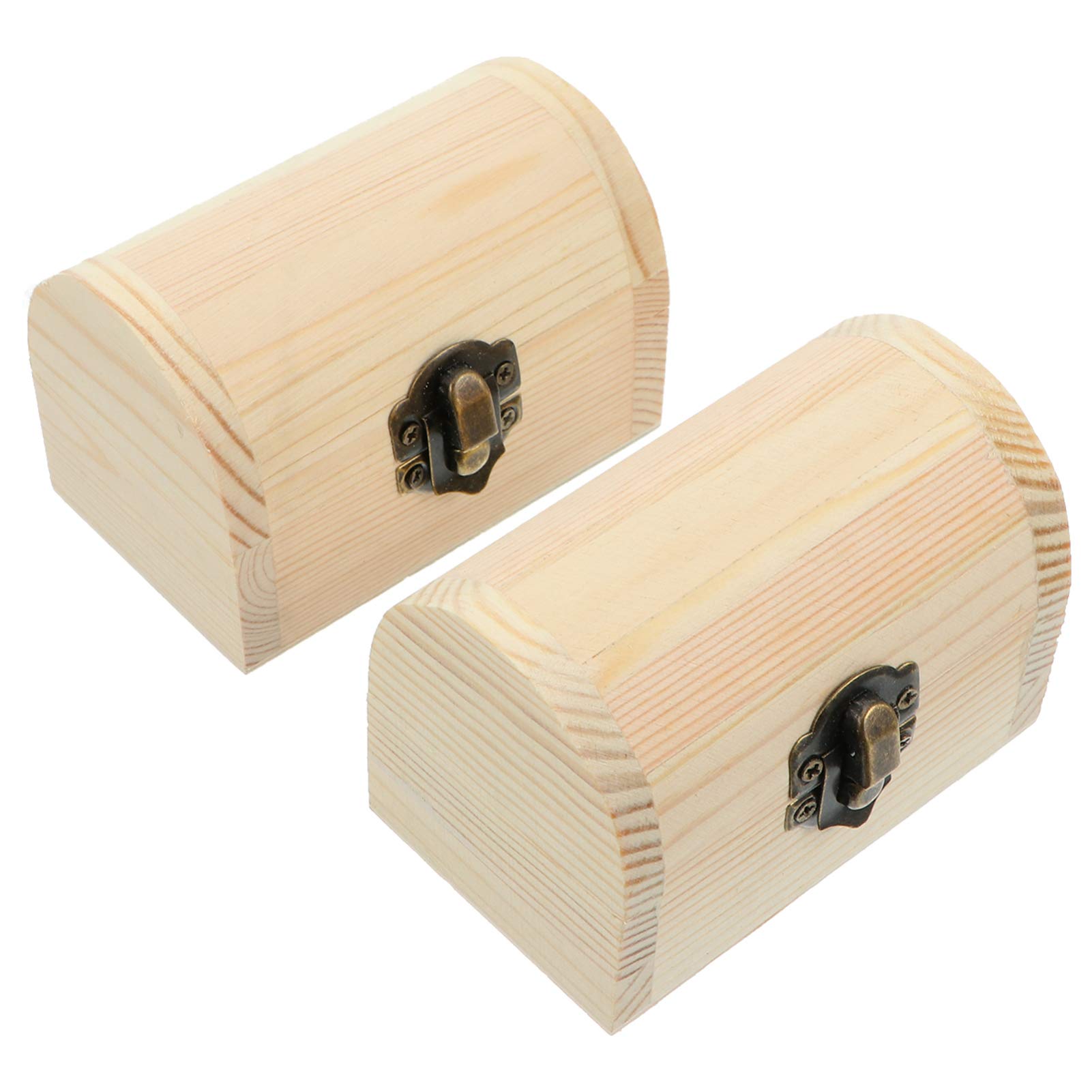 Vintage Wooden Treasure Chest with Lock - 2 Pack Pirate Jewelry Keepsake Box for Kids, Birthday Party Favors & Home Decor - Perfect for Pirate Themed Parties, Jewelry Storage & Gift Giving (Size S)