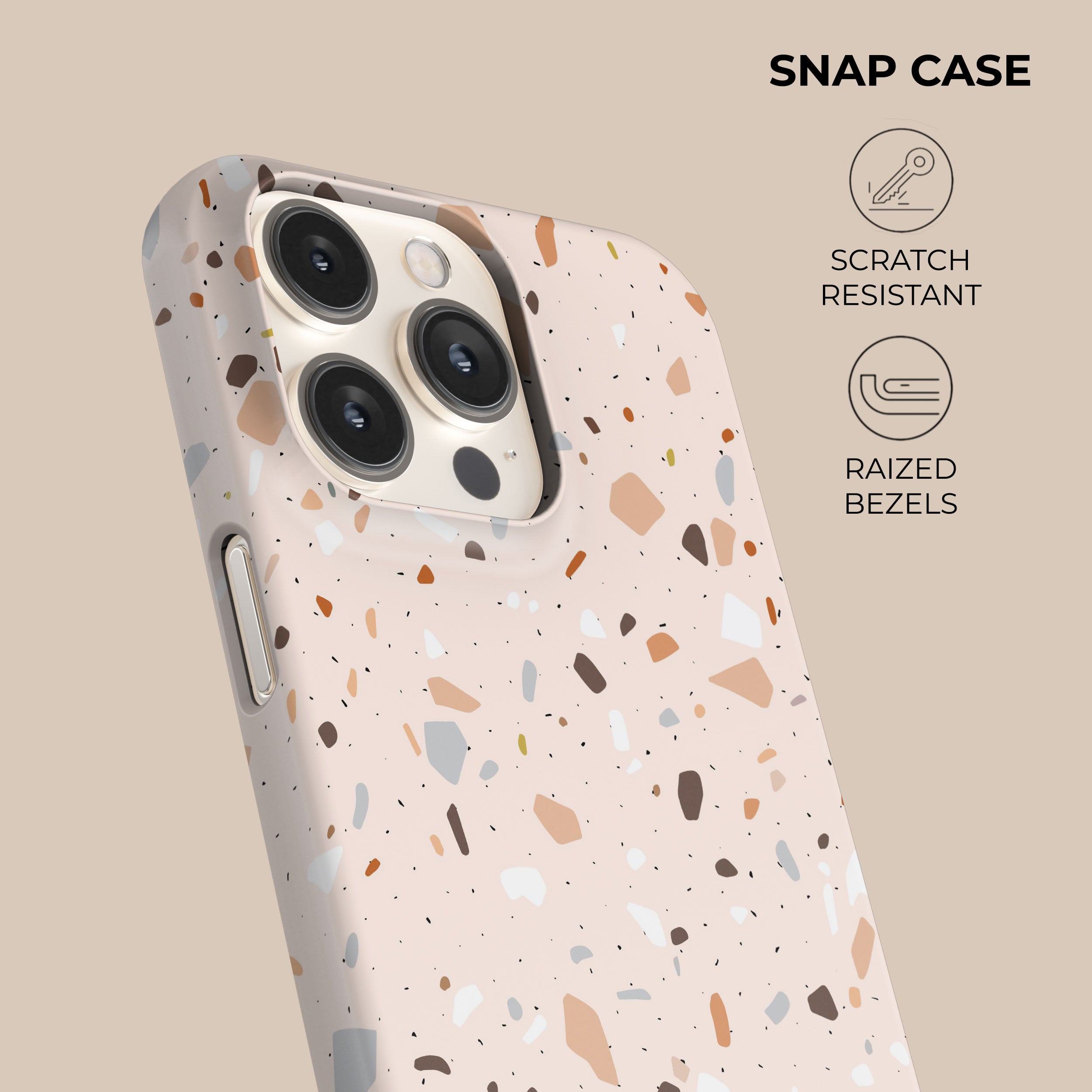 Pink Terrazzo Marble Pattern Phone Case - Shockproof Protective Cover for iPhone 15/14/13/12/11 Pro Max - Stylish & Durable for Everyday Use, Travel, Work & Outdoor Activities