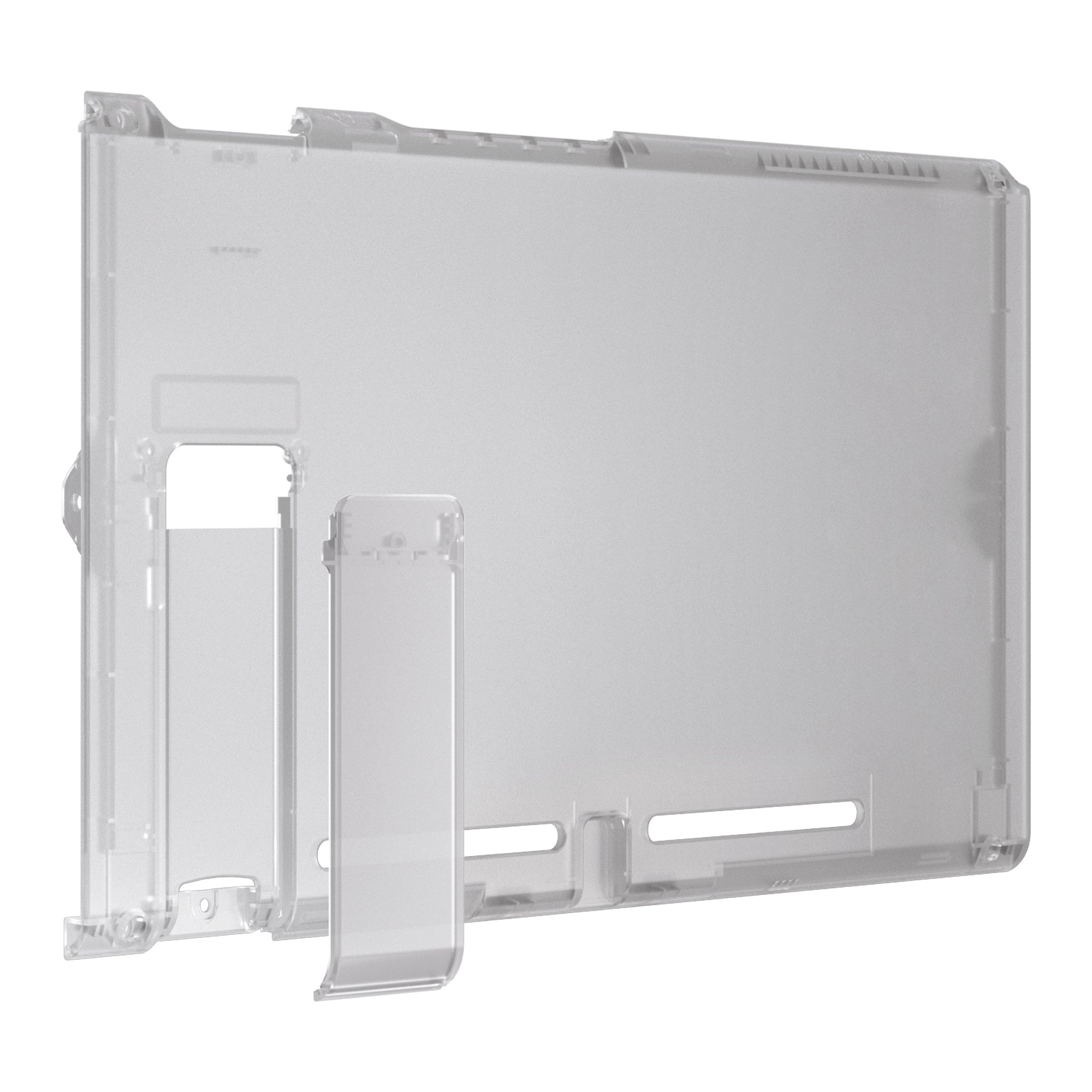 eXtremeRate Clear Black Replacement Back Plate with Kickstand for Nintendo Switch Console - Durable Gaming Accessory for Enhanced Comfort & Protection During Play