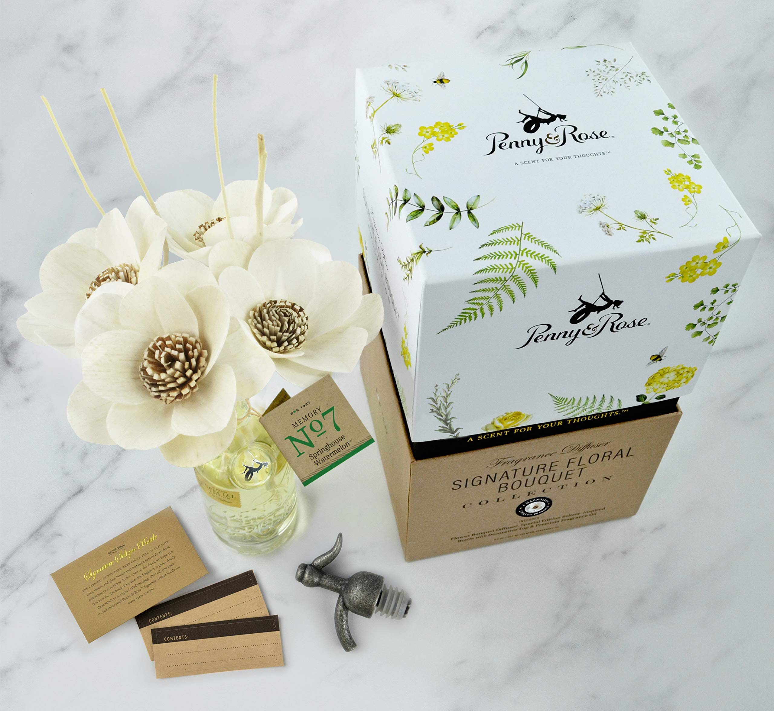 Penny & Rose Magnolia Aromatherapy Essential Oil Diffuser with Springhouse Watermelon Scent - Perfect for Home, Office, Yoga Studio & Spa Relaxation