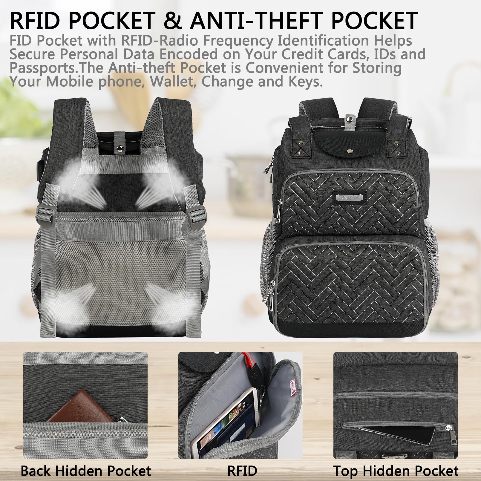 Mogplof Insulated Lunch Backpack for Women - 15.6 Inch Water-Resistant Lunch Bag with USB Charging Port & RFID Pockets - Work, Office, Picnic & Travel Lunch Box Backpack with Laptop Compartment - Perfect for Commuting, Hiking & Outdoor Activities
