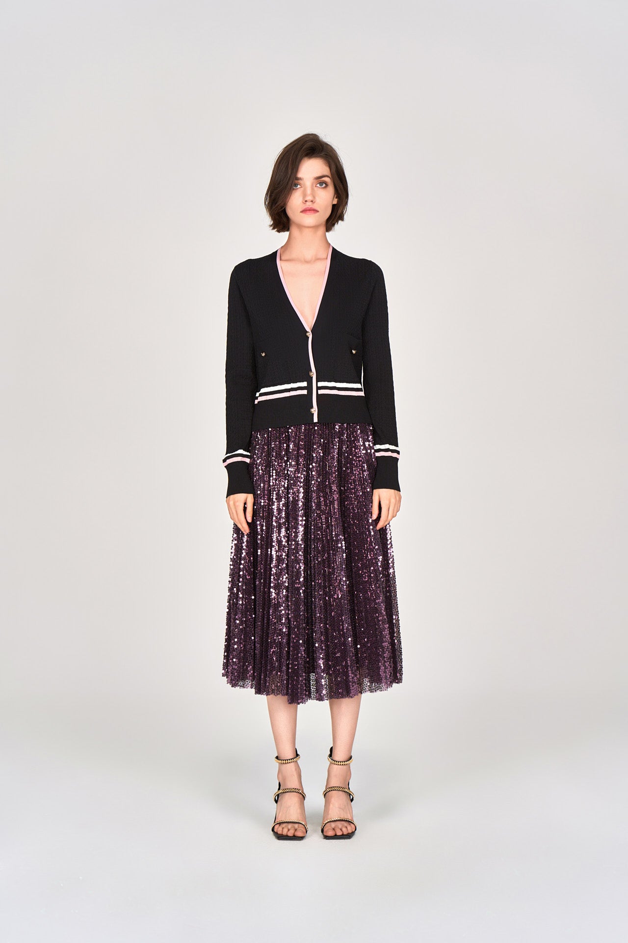 Elegant Purple Sequin Midi Skirt for Women - Party & Evening Wear - Perfect for Night Out, Club, Prom & Special Occasions