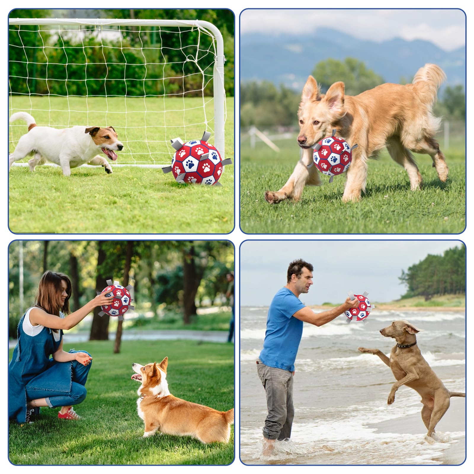 Durable 6-Inch Dog Soccer Ball with 9 Nylon Straps - Interactive Tug of War Toy for Small & Medium Dogs - Indoor/Outdoor Play - Perfect Birthday Gift for Pets | Great for Fetch, Training & Playtime in Backyard or Park