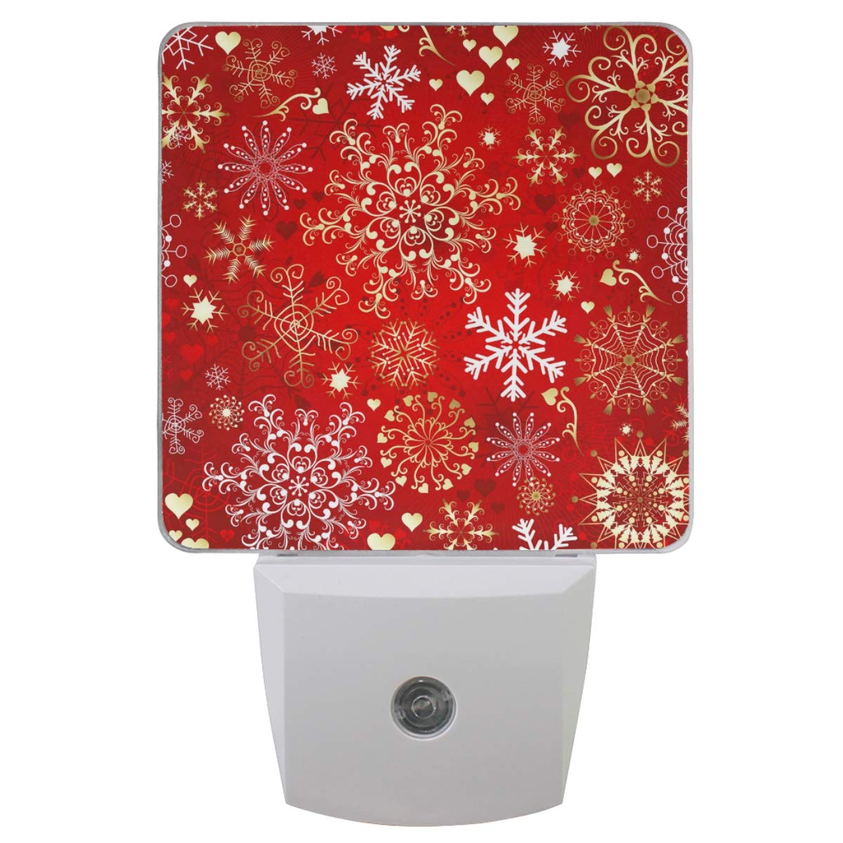 2 Pack Naanle Christmas Snowflake LED Plug-in Night Light with Dusk to Dawn Auto Sensor - Perfect for Hallway, Bedroom, Bathroom & Kitchen Emergency Lighting (Holiday Decor & Nighttime Safety)