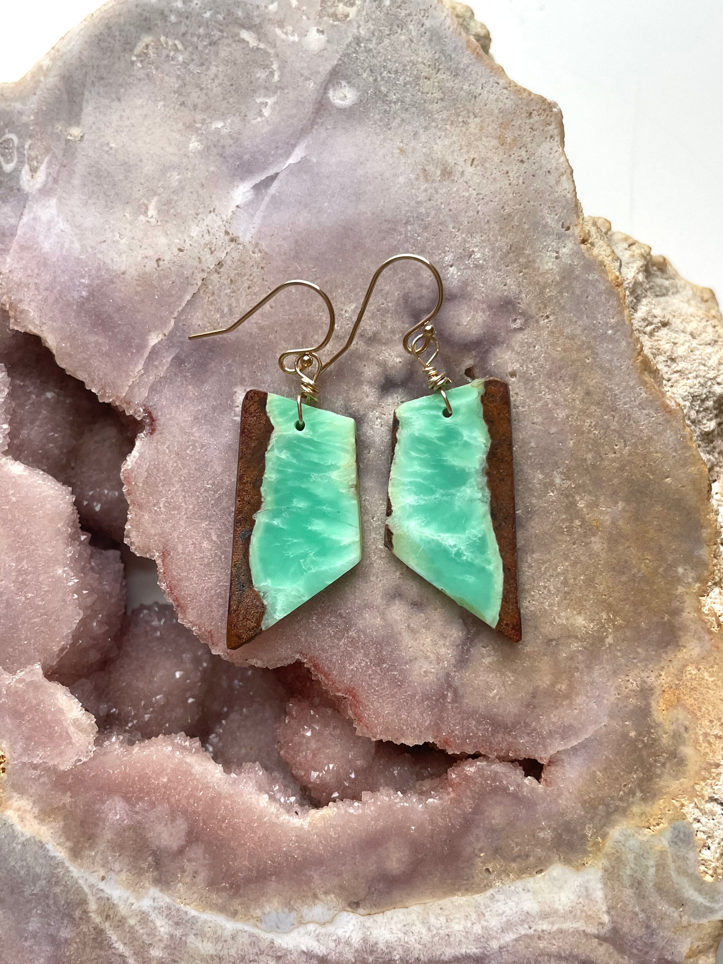 Chrysoprase Statement Earrings - 14K Gold Filled Dangle Earrings for Women | Elegant Jewelry Gift for Birthday, Anniversary & Special Occasions