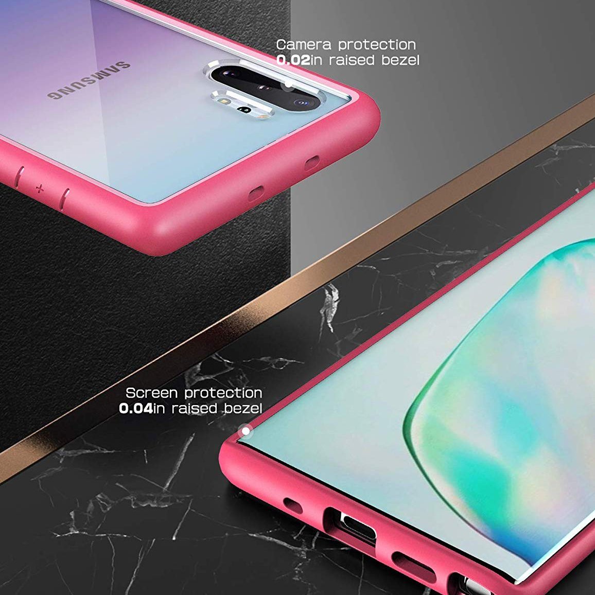 Samsung Galaxy Note10 Plus / Note10 Plus 5G Clear Protective Case - Slim Fit Shockproof Cover with Scratch Resistance in Pink | Perfect for Work, Travel & Everyday Use