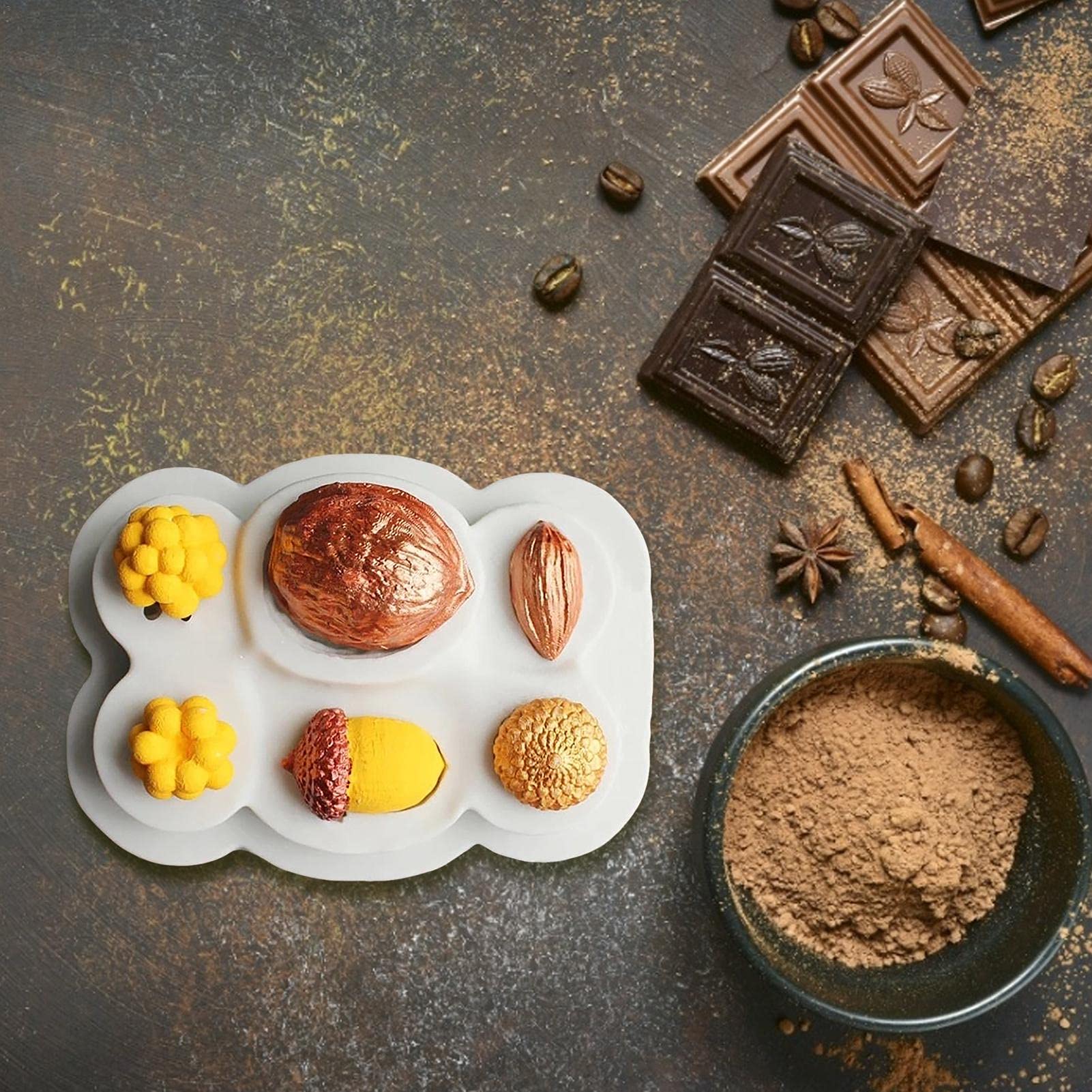 Naysku Silicone Chocolate Mold - Realistic Walnut Hazelnut Pine Nut Design for Fondant, Baking & Cake Decorating | Non-Stick Kitchen Baking Tool for DIY Desserts, Party Treats & Holiday Cooking