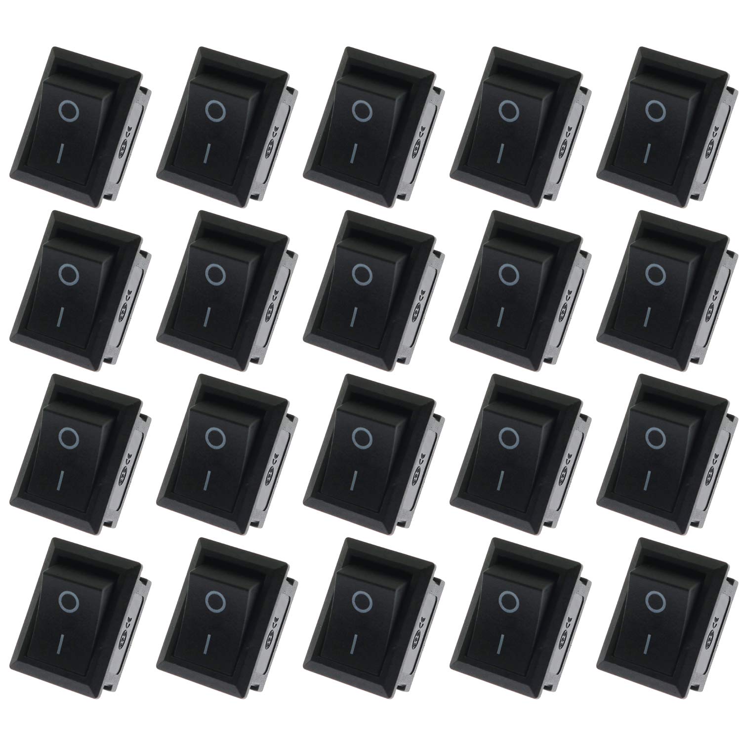 20-Pack 2 Pin Boat Rocker Power Switch Mini Black Toggle Switch ON/Off 2 Position for Home Appliances, Automotive, Marine & DIY Electronics Projects - Perfect for Cars, Boats, Household Devices and Electrical Repairs