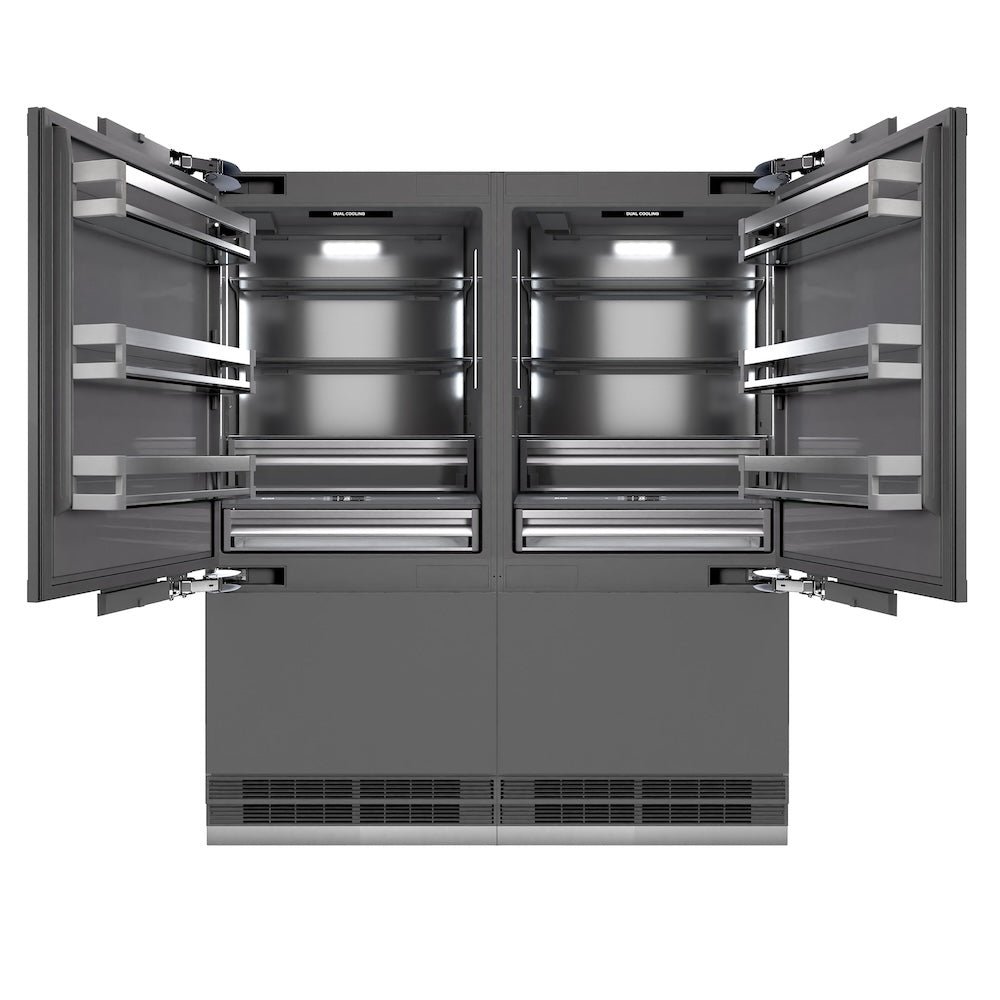 ZLINE 72 Inch Built-In French Door Refrigerator - 39.6 cu.ft Panel Ready Bottom Freezer with Ice Maker & Water Dispenser - Graphite Gray Interior (GRBIT 72) - Perfect for Modern Kitchens & Open-Concept Homes