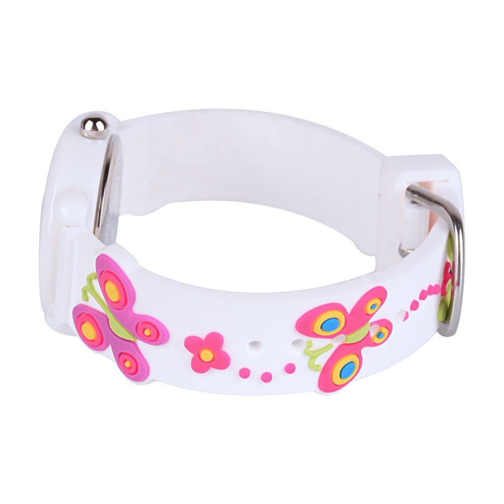 Venhoo Kids Watches - 3D Cute Cartoon Waterproof Silicone Wrist Watch for Girls Ages 3-10 - Perfect for School, Playtime & Outdoor Activities - White Butterfly Design