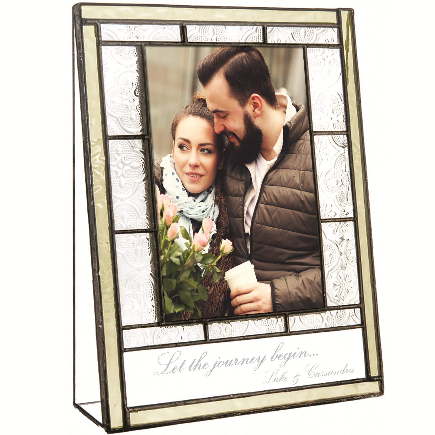Personalized Engagement Photo Frame - 4x6 Engraved Glass Keepsake for Couples | Wedding Gift Idea