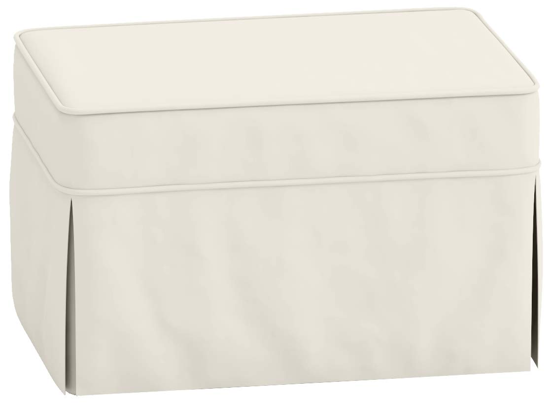 Premium Cotton Ottoman Slipcover Replacement - Fits Pottery Barn PB Basic Ottoman - Dense Sofa Footstool Cover in Beige - Perfect for Living Room, Bedroom & Home Decor