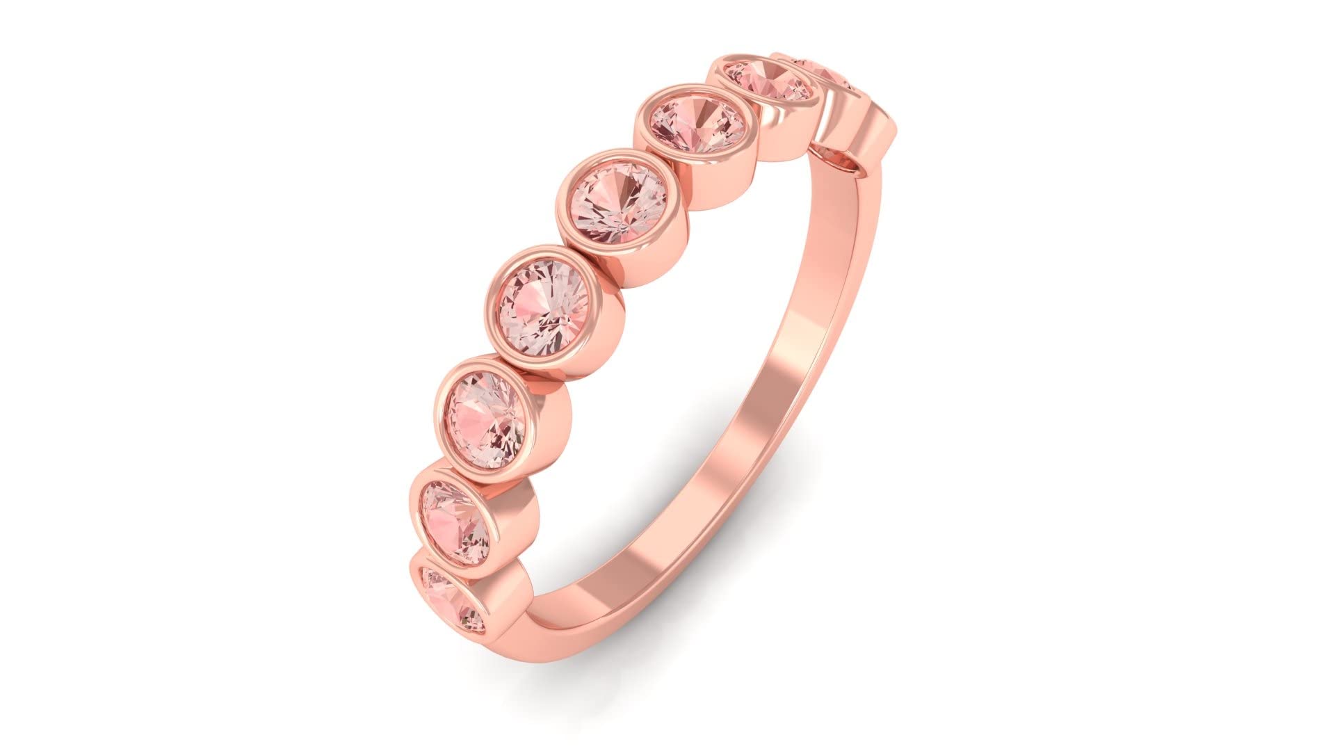 1/4 CT Morganite Half Eternity Ring - 14K Solid Gold October Birthstone Ring for Women, Elegant Stackable Wedding Band, Anniversary Gift for Her, Perfect for Bridal Jewelry & Special Occasions