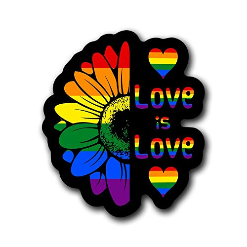 Love is Love Daisy LGBTQ+ Pride Vinyl Decal Sticker - 5.5 Inch Full Color Printed for Cars, Trucks, Vans, Walls, Laptops & Cups - Black Background Design (KCD3022) | Show Your Pride on Vehicles, Home Decor & Personal Items