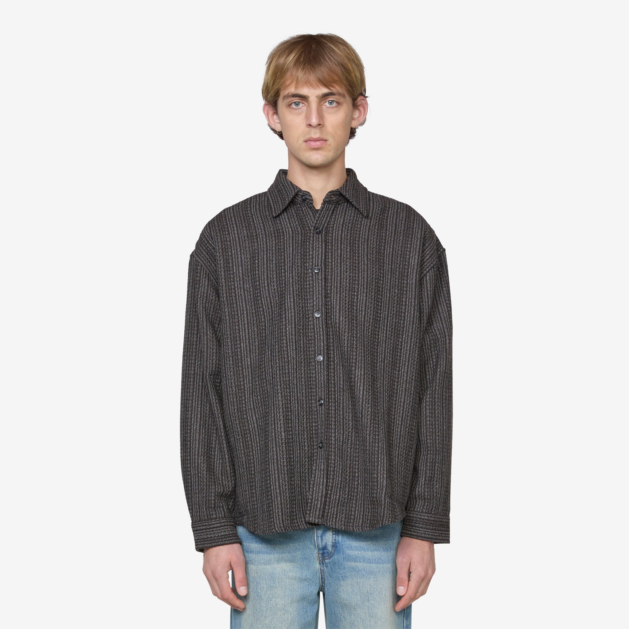 Big Long Sleeve Shirt for Men - Dark Brown Cotton Casual Button Down Top | Perfect for Office, Outdoor & Everyday Wear