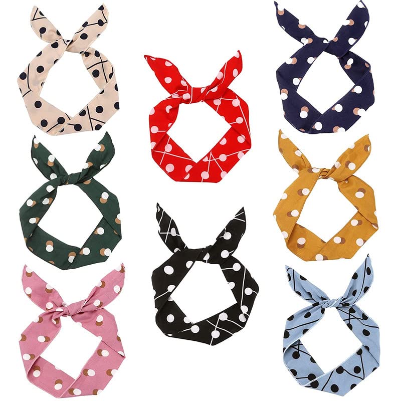FAMEZA Women's Wire Headbands - 6 Pack Fashion Hair Accessories with Dot Twist Bow & Bunny Ears Design - Perfect for Workouts, Yoga, Running and Daily Styling