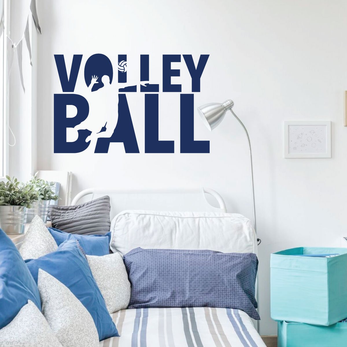 Volleyball Wall Decal Silhouette - Premium Vinyl Sports Art Decor for Bedroom, Playroom & Game Room - Easy Peel & Stick Home Decor for Sports Lovers & Athletes - Perfect for Kids' Rooms, Sports Themed Parties & Gym Wall Decor