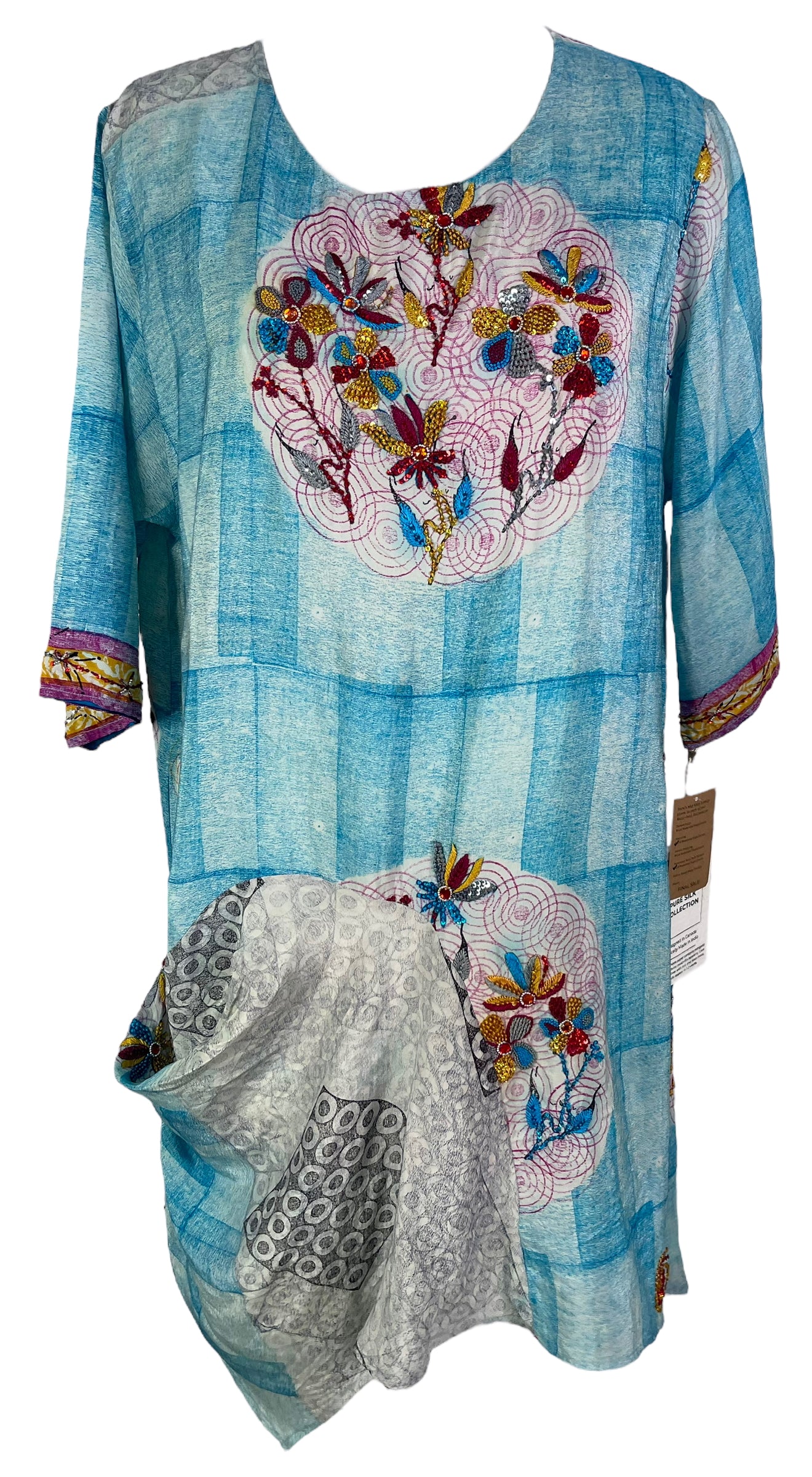 PRC6548 Avatar Pure Silk Self Pocket Tunic Dress - Elegant Women's Silk Tunic with Pockets for Casual Wear, Office, and Special Occasions