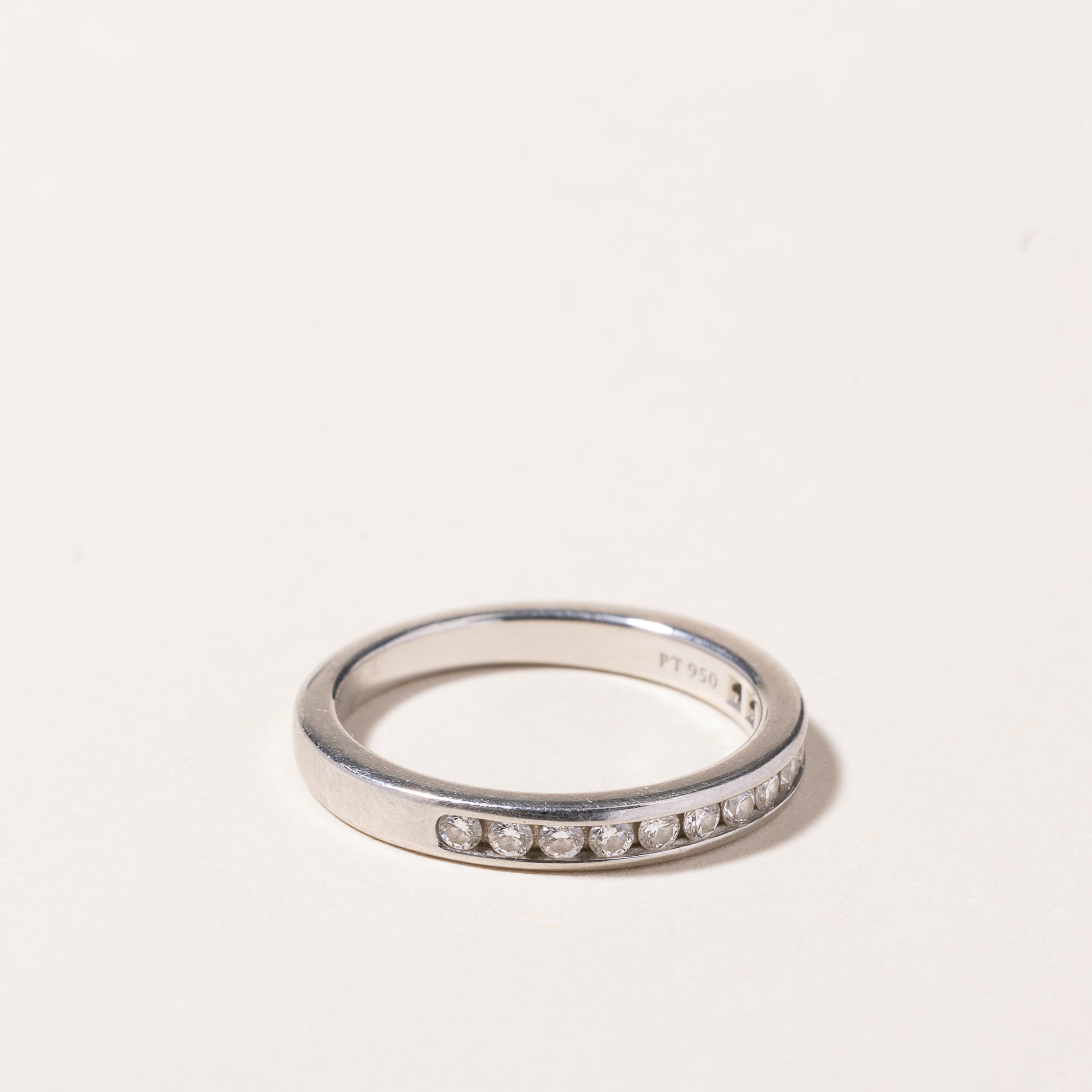 Tiffany & Co. Platinum Tiffany Setting Wedding Band - 0.13ctw Diamond Ring, Size 4.5 | Elegant Engagement & Wedding Jewelry for Brides, Anniversary Gifts