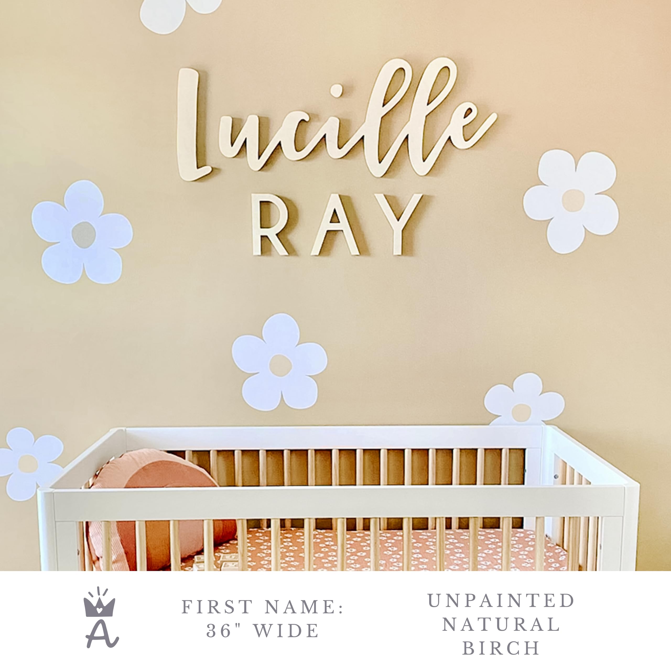 Personalized First & Middle Name Sign - Nursery Wall Decor, Kids Room Decoration or Baby Shower Gift - 36