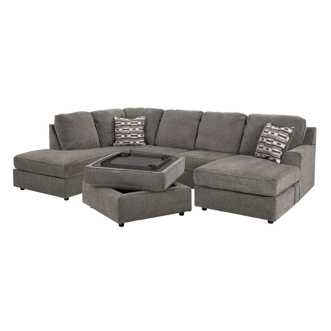 Ophannon Sectional Sofa with Chaise Lounge in Putty - Perfect for Living Room, Family Room & Home Theater Comfort