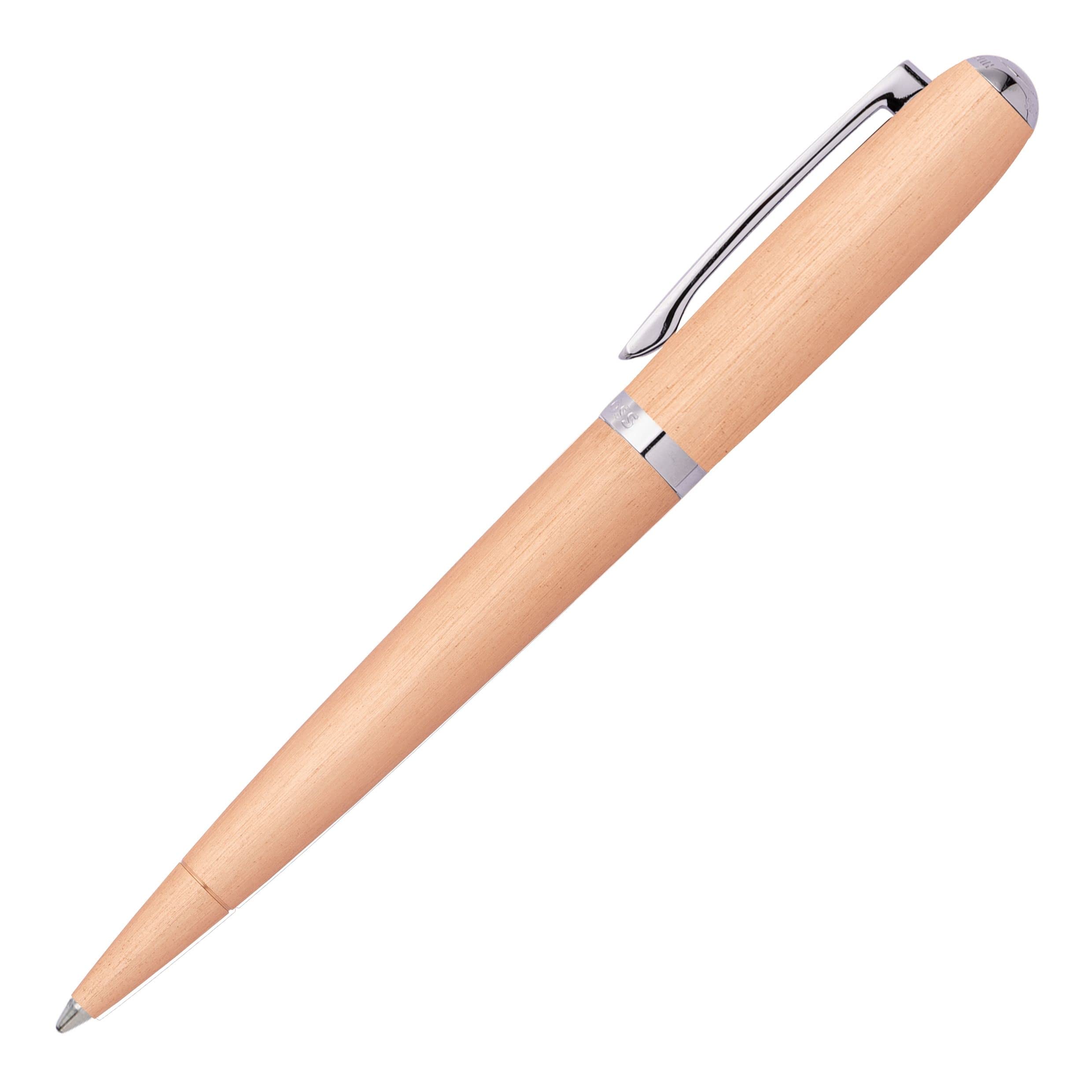 Hugo Boss Contour Brushed Champagne Ballpoint Pen with Blue Ink - Premium Gift Box Included | Luxury Writing Instrument for Business Professionals, Graduation Gifts & Executive Office Supplies
