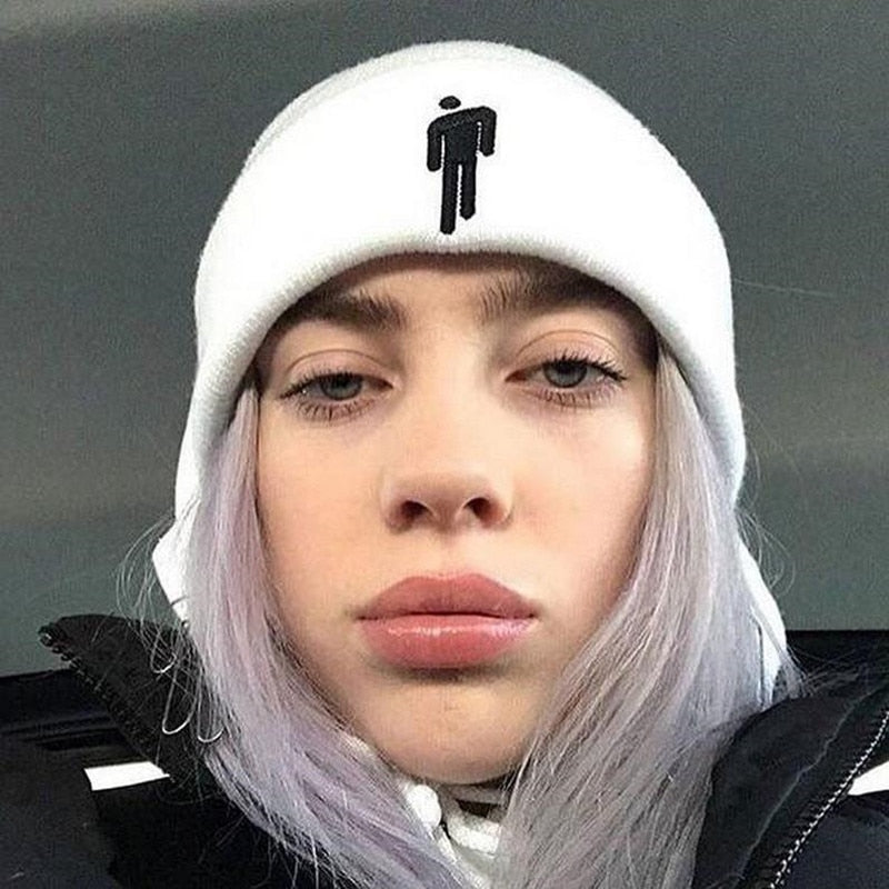 Billie Eilish Style Plain Hip Hop Knitted Beanie for Men & Women - Winter Warm Slouchy Skull Cap for Streetwear & Outdoor Activities