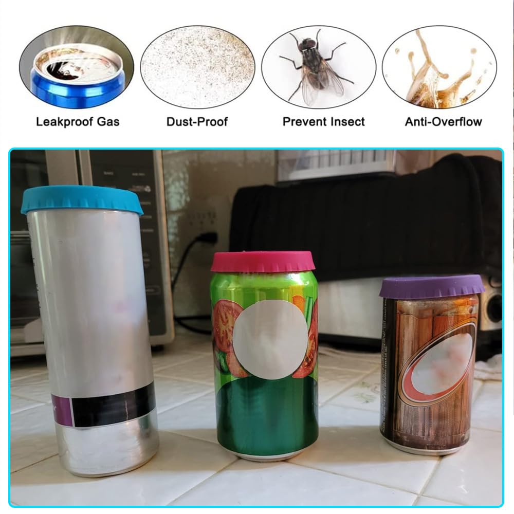 6 Pack Silicone Soda Can Lids - BPA-Free Reusable Can Covers for Soda, Beer, Juice & Beverages | Fits Standard 12oz Cans | Perfect for Parties, BBQs, Picnics & Outdoor Activities